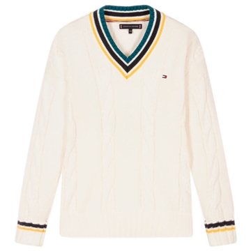 Tommy Hilfiger Boys Sweater Varsity 07495 ancient White